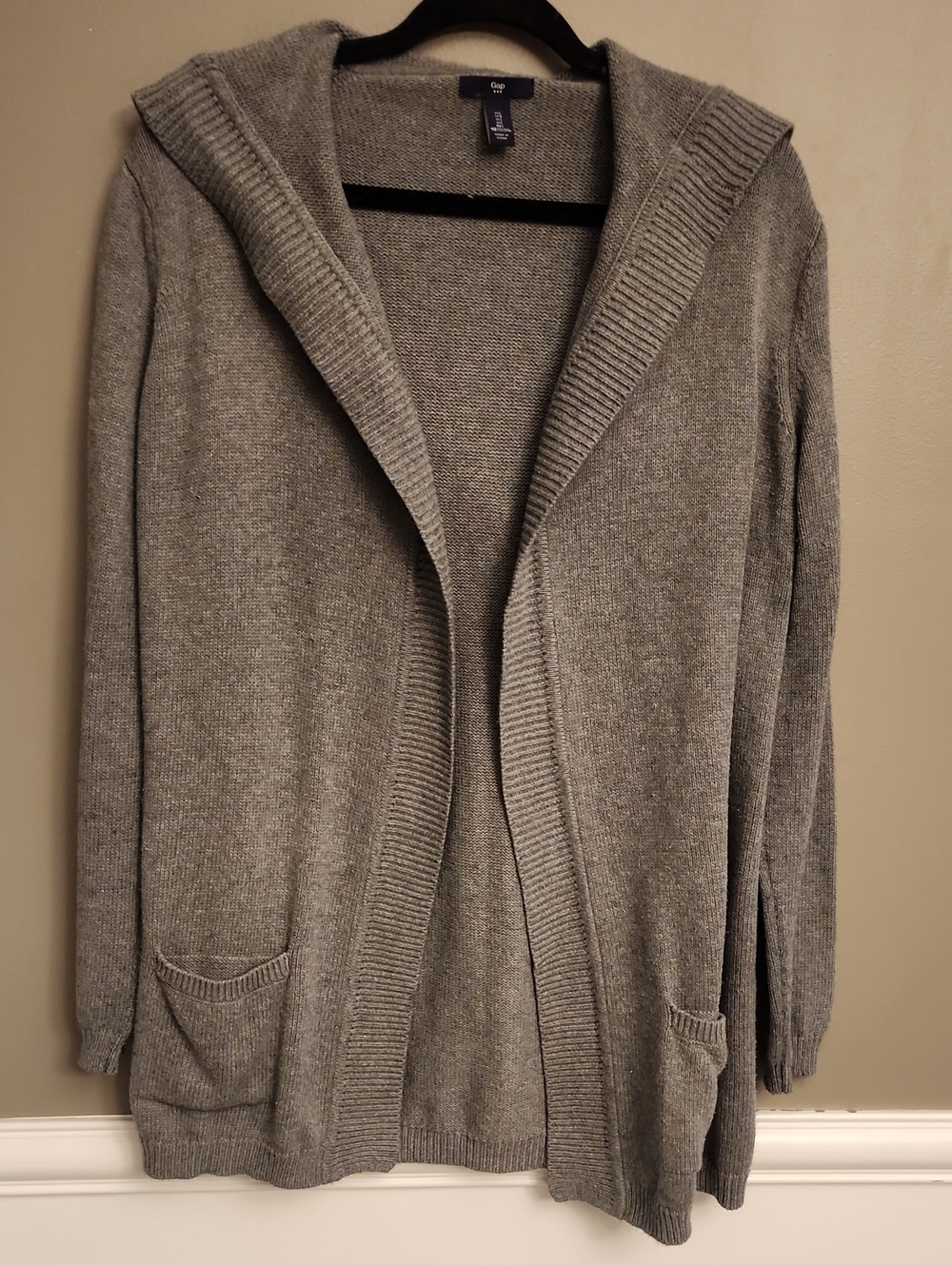 Gap Gray Open Front Hooded Cardigan